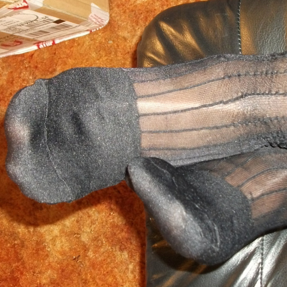 2PR New Men's Black Sheer Thick N Thin TNT Socks Cap Heel, Mid-Calf TNRSMBLK-M - Picture 6 of 9